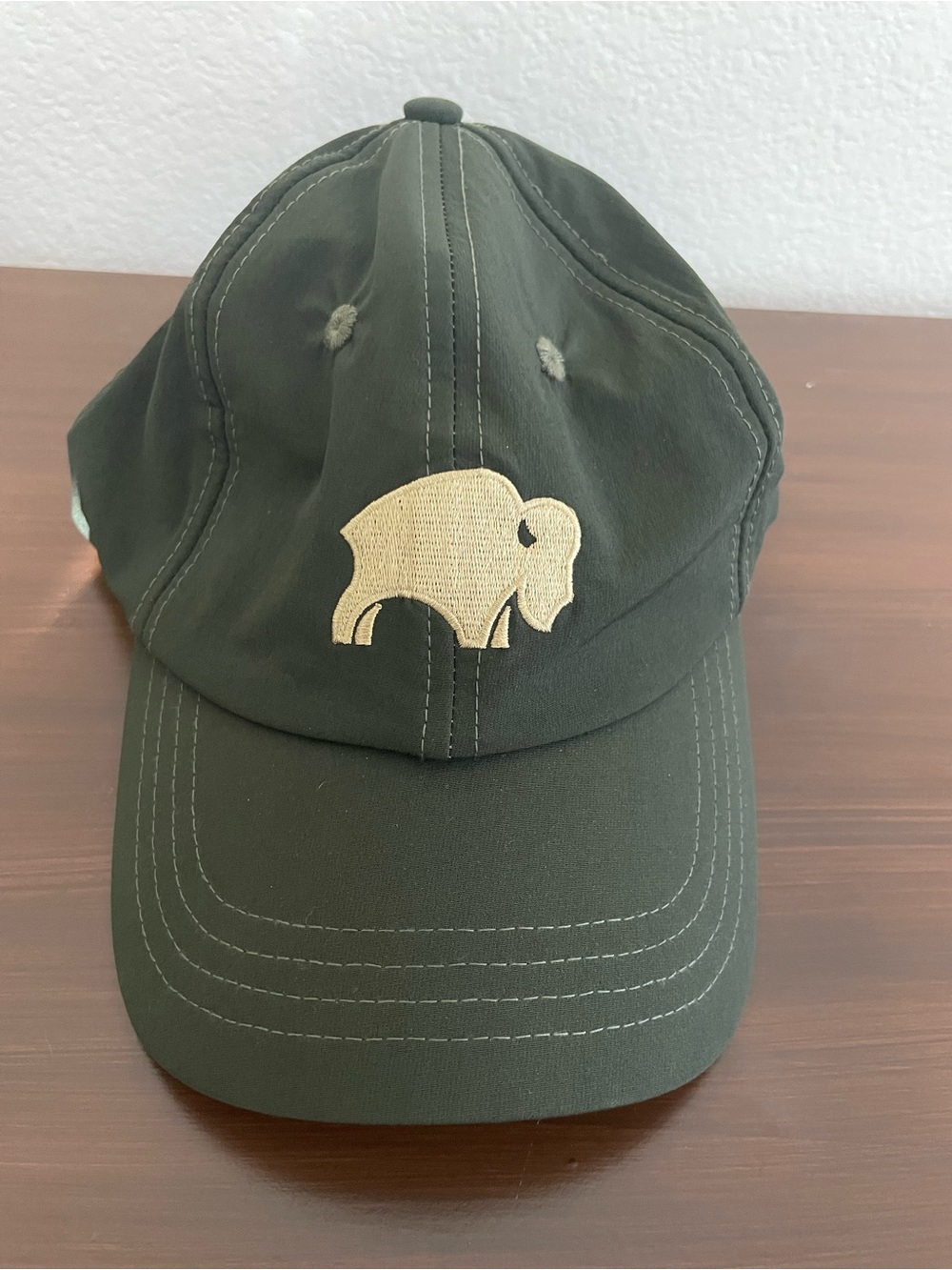 Dark Green Baseball Cap with Beige Buffalo Embroidery